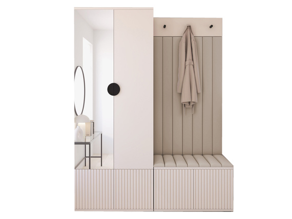 Garderoben-Set mit Sitbank  Elegant design Kaschmir NERO