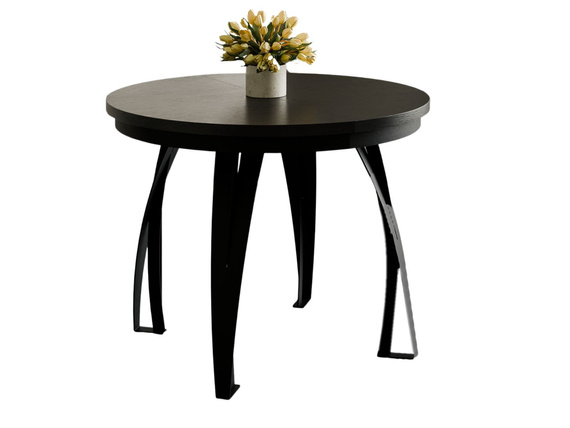 Esstisch LUGOS ausziehbar Ø 120 Schwarz Holz