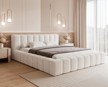 Polsterbett Bouclé Stoff Creme 140x200 CLARA