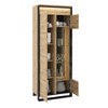 Vitrine Quant, Loft Stil Schrank mit Glasregalen, mit Holzeinlegeböden, 2-türig Standregal