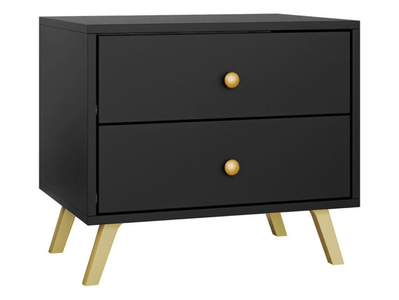 Nachtisch mit 2 Schubladen Gold Metallgriffe SIENOS