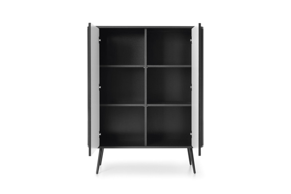 Highboard mit Lamellen auf hohen Beinen CARLO Schwarz