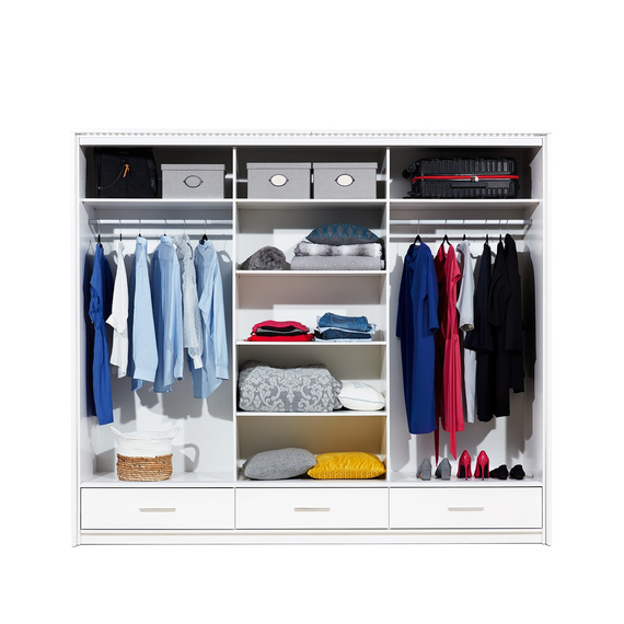 Schwebetürenschrank OPOK mit 3 Schubladen und LED Beleuchtung