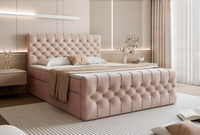 Komfortables und stilvolles Boxspringbett aus Velvet Rosa 180x200 MIAMI