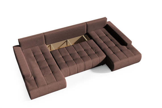 Großes Ecksofa in U-Form für Wohnzimmer MONA Braun