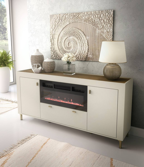 Kommode mit elektrischem Kamin TRENDS Eiche-Whisky/ Kaschmir