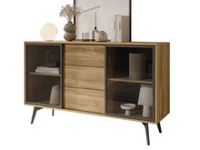 Kommode mit drei Schubladen und zwei Schwebetüren  Eiche SLOW