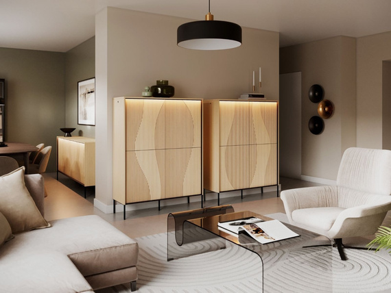 Modernes Hochkommode mit LED-Leuchten WAVE 