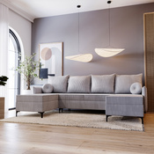 U-form Ecksofa Grau Cordstoff Elegant design