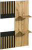 TV-Schrank mit Lamellen. Eiche wotan/schwarz PUCCI