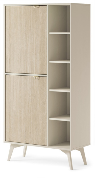 Regal mit zwei Türen MARIA Beige Aluminiumgriffe