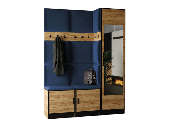 Moderne Garderoben-Set MALTI Eiche craft + blau
