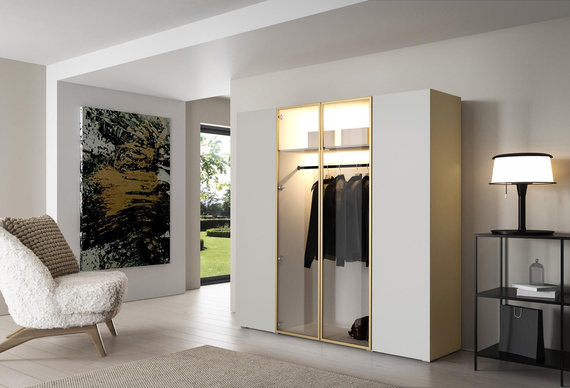 Luxus Drehtürenschrank mit Glasfront LED Beleuchtung  Kaschmir STELLS