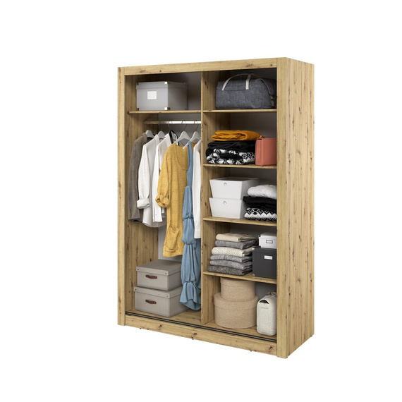 Schwebetürenschrank mit Spiegel ARTI Eiche Shetland