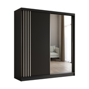 Schwebetürenschrank mit Lamellen MALTA Schwarz + Weiß