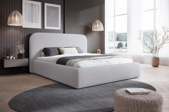 Grau Minimalistisches Polsterbett 200x200 metallrahmen MAT