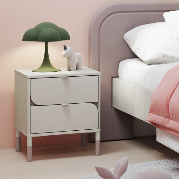  Nachttisch mit zwei Schubladen JUNA Beige