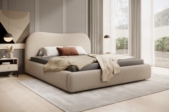 Boucle ROSI,  mit Bettkasten und Lattenrost