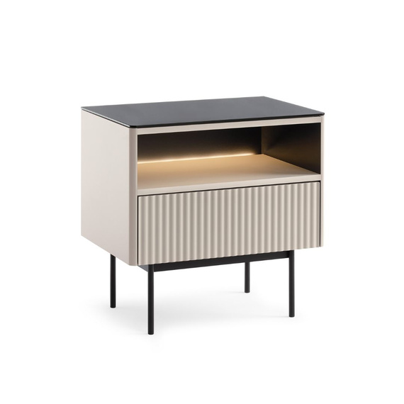 Nachttisch mit Schublade Kaschmir modern gerillt OMBIS