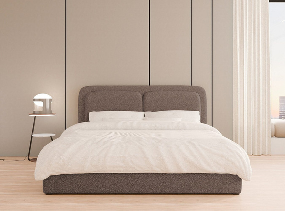 Modernes Braun Polsterbett mit Metallrahmen 160x200 LEA