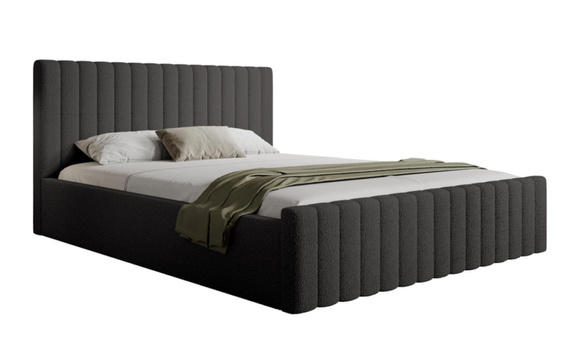 Doppelbett Bouclé mit Bettkasten 140x200 Graphit