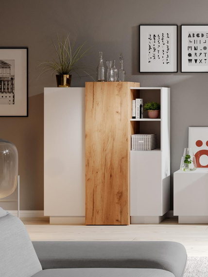  Kommode mit 3 Türen NONI weiß / eiche craft