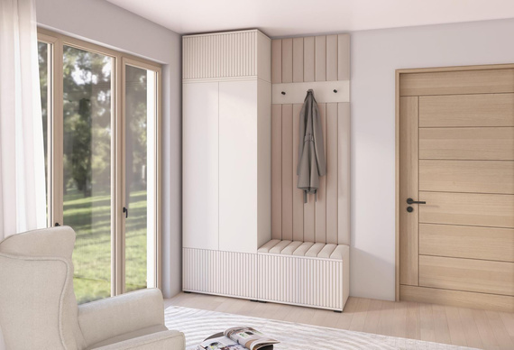 Elegant Garderobenschrank mit Lamellen Kaschmir PORTOFINO