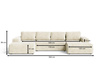 Japandi Ecksofa U-form 360cm Breite Creme