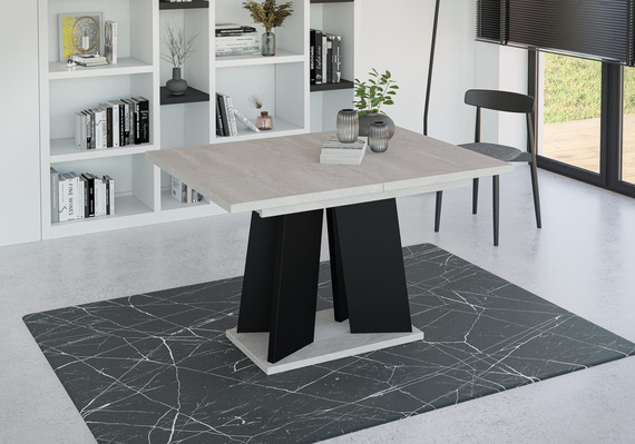 Ausziehbare Esstische SANA Beton+Schwarz