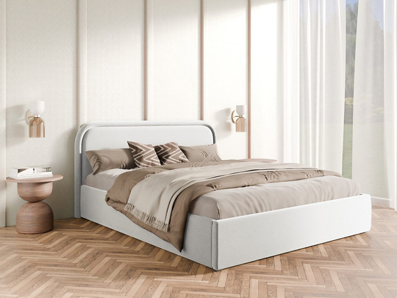 Weiß Polsterbett 140x200 mit Bettkasten Holzrahmen SAGA
