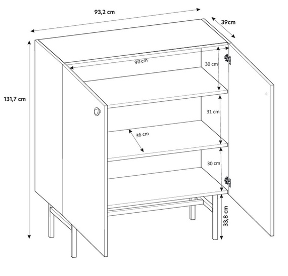 Hochkommode zwei Türen Schwarz DAVS