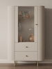 Elegant Standvitrine mit 2 Schubladen beige OVI