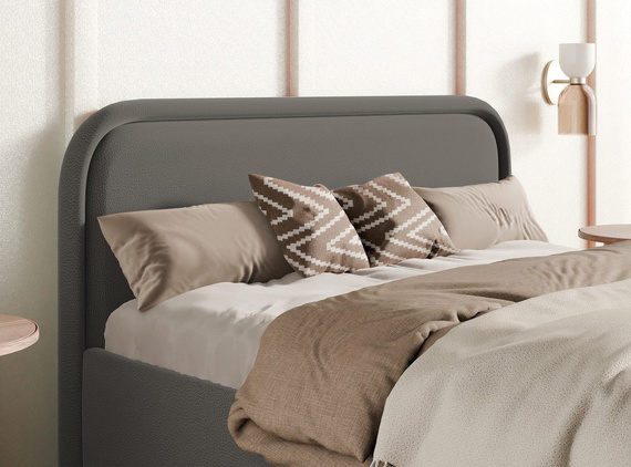 Graphit Polsterbett 180x200 mit Bettkasten Metallrahmen SAGA