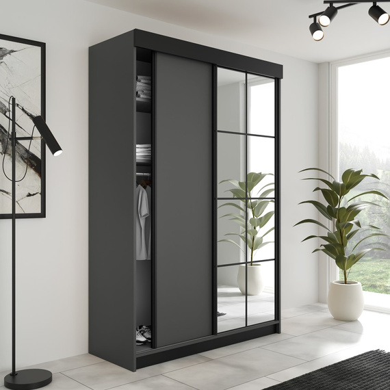 Schwebetürenschrank 2-türig TULIA Graphit + Schwarz