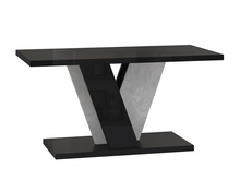 Couchtisch MANO Schwarz Hochglanz+Stone