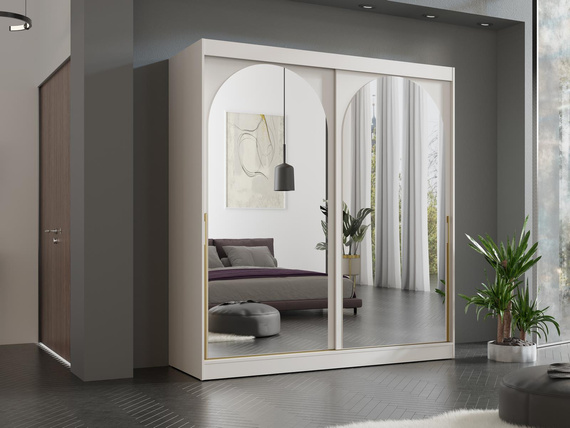 Vielseitiger Schrank mit Spiegel 200 Breit Caschmir LUCY