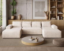 Japandi Ecksofa U-form 360cm Breite Creme