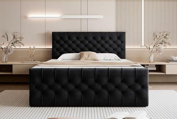 Glamouröses Boxspringbett Schwarz 200x200 MIAMI
