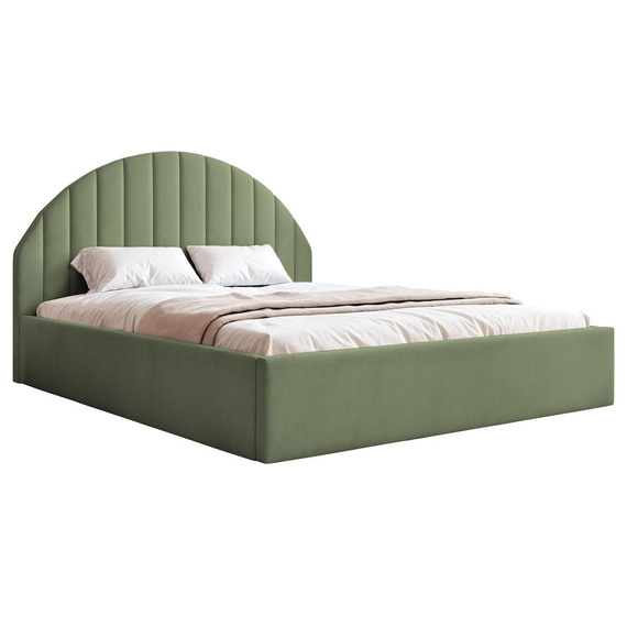 Designerbett mit Bettkasten 140x200 Olivgrün PERLE