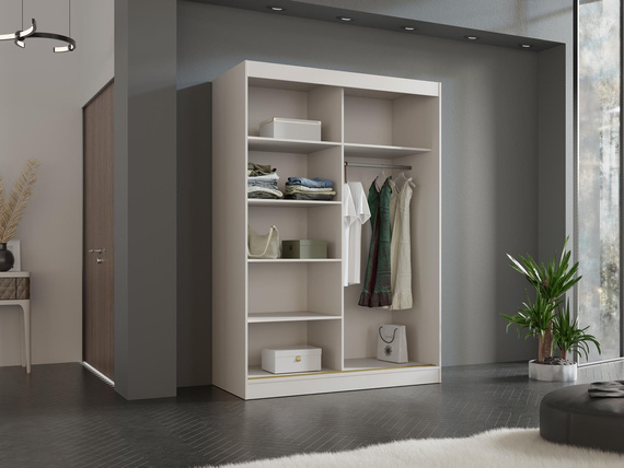 Schwebetürenschrank mit Spiegel 120 Breit Weiß LUCY