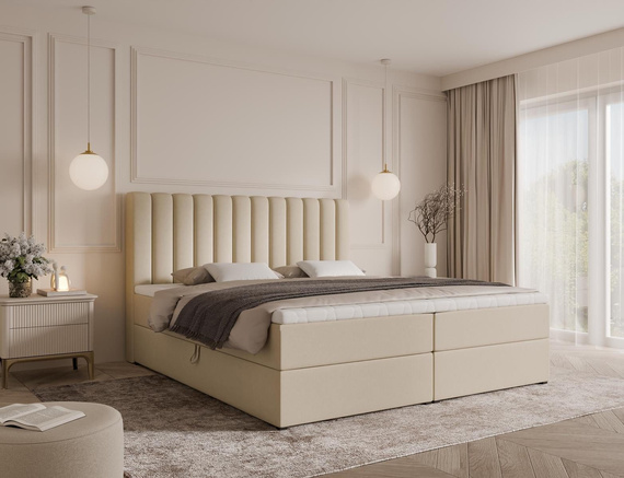 Boxspringbett mit topper 200x200 hellbeige MEL