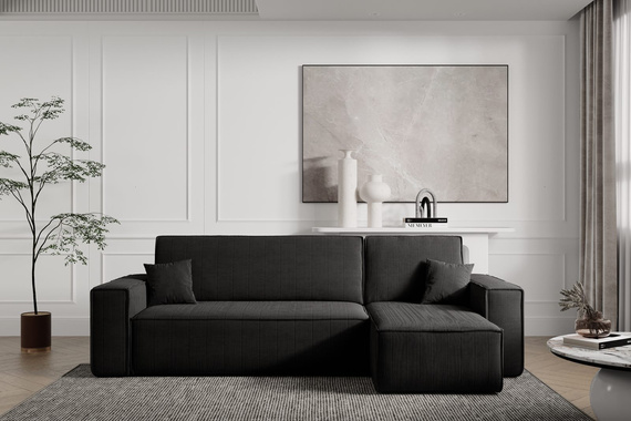 Ecksofa mit universelle Ottomane und Schlaffunktion KARL Schwarz