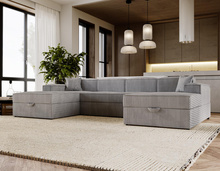 Ecksofa U-form SANTO Grau Cord