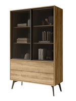 Vitrine mit 2 Schwebetüren und 2 Schublade Eiche SLOW
