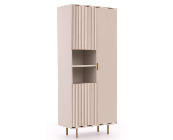 Fronten gefräst, 3 Drehtüren, elegantes Glamour-Regal