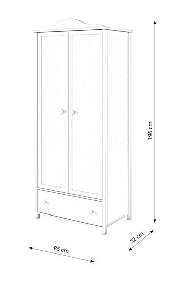 Kleiderschrank für Mädchen LARA Weiß/Rosa