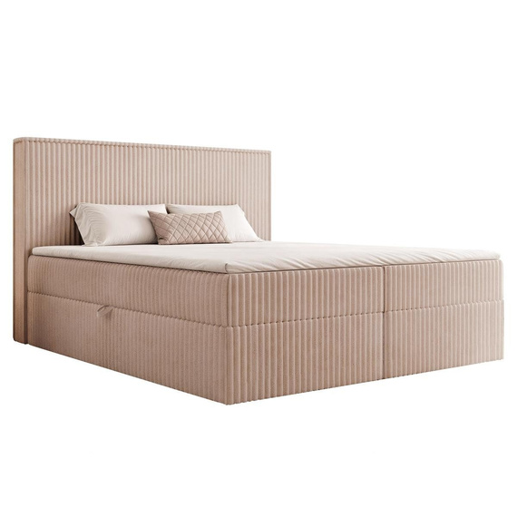 Boxbett mit Bettkästen Dunkelbeige Cordstoff 140x200 NEL