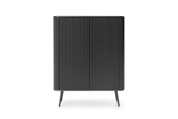 Highboard mit Lamellen auf hohen Beinen CARLO Schwarz