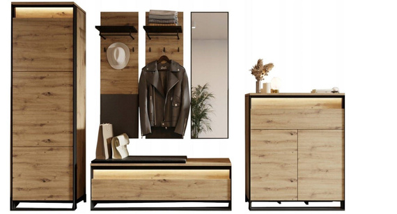 Garderoben-Set LIMA Eiche Artisan/Schwarz