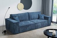Schlafsofa mit Bettkasten und Cordstoff MONA Blau